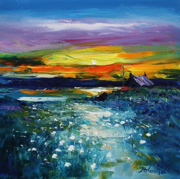 Dawnlight over Kintyre from Gigha 16x16